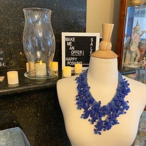 Blue Beaded Coral Necklace.